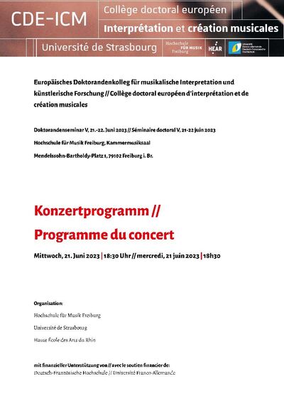 Concert "Doktorandenseminar GLAREAN V"